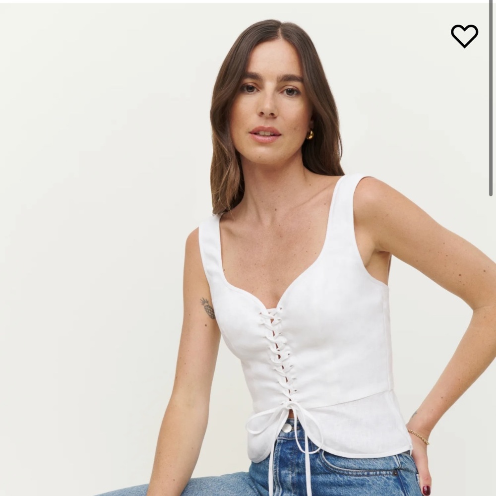 Reformation lace up linen top